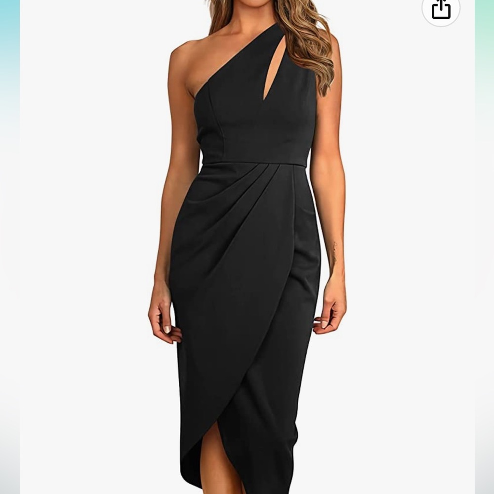 Women's One Shoulder Ruched Bodycon Cutout Slit Wrap Party Cocktail Midi Dress